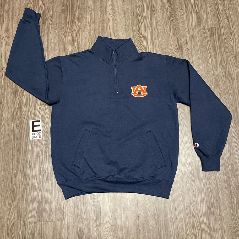 Champion University Of Auburn Blue Quarter Zip Mens Size Large Pullover